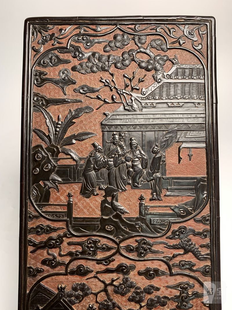 明早期 金黄地剔黑郭子仪祝寿长方盒 - 图4